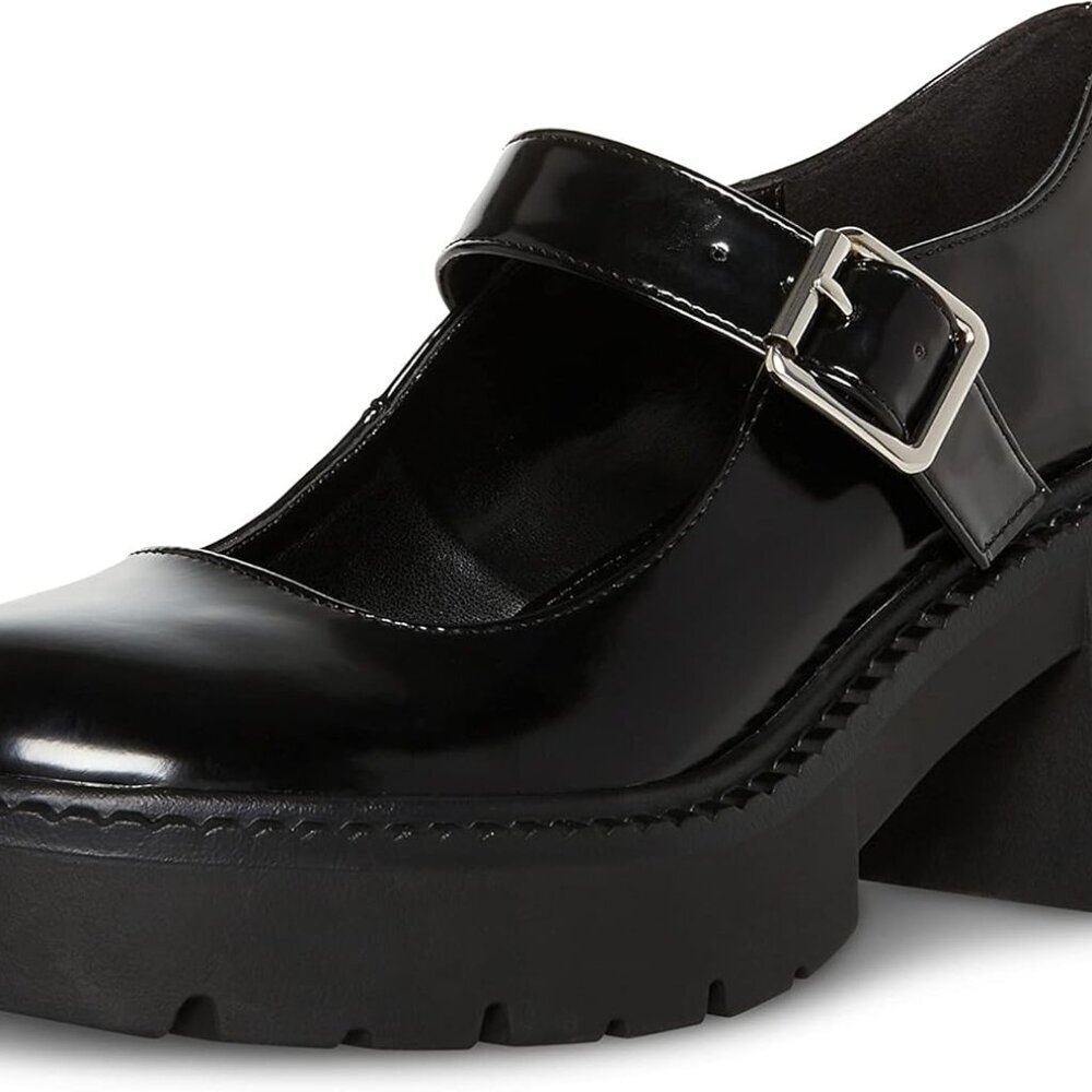Women's Thunderr Mary Jane Shoes Black Pu 8 Buckle Closure Casual Comfort